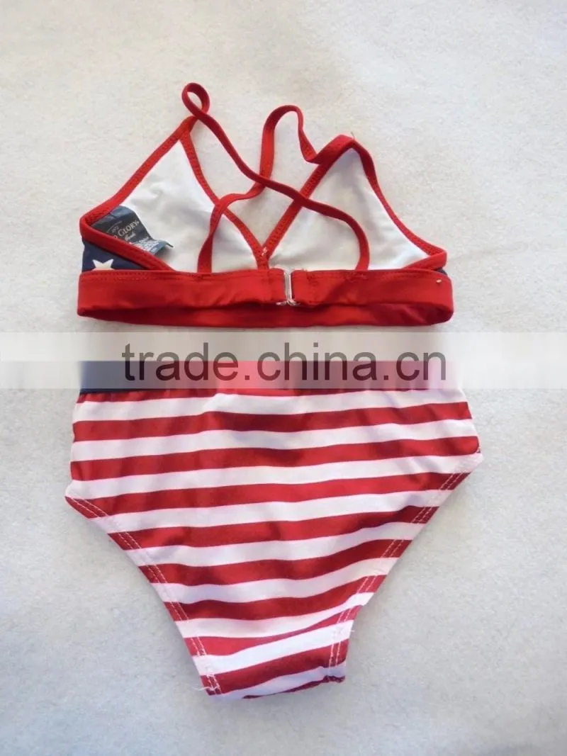 2017 Fashion Seaside Navy Style Swimwear Kids Beach Swim Suit Bowknot Bathing Chiffon Suit
