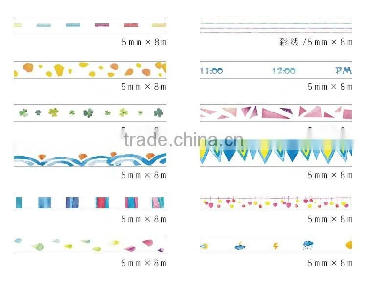 5mm*8m decoration washi paper customized adhesive paper planner accessories