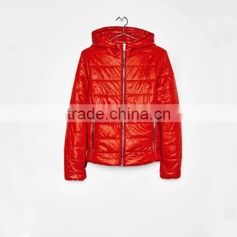 2017 OEM short fine jacket with hood winter bomber warm quilted jacket