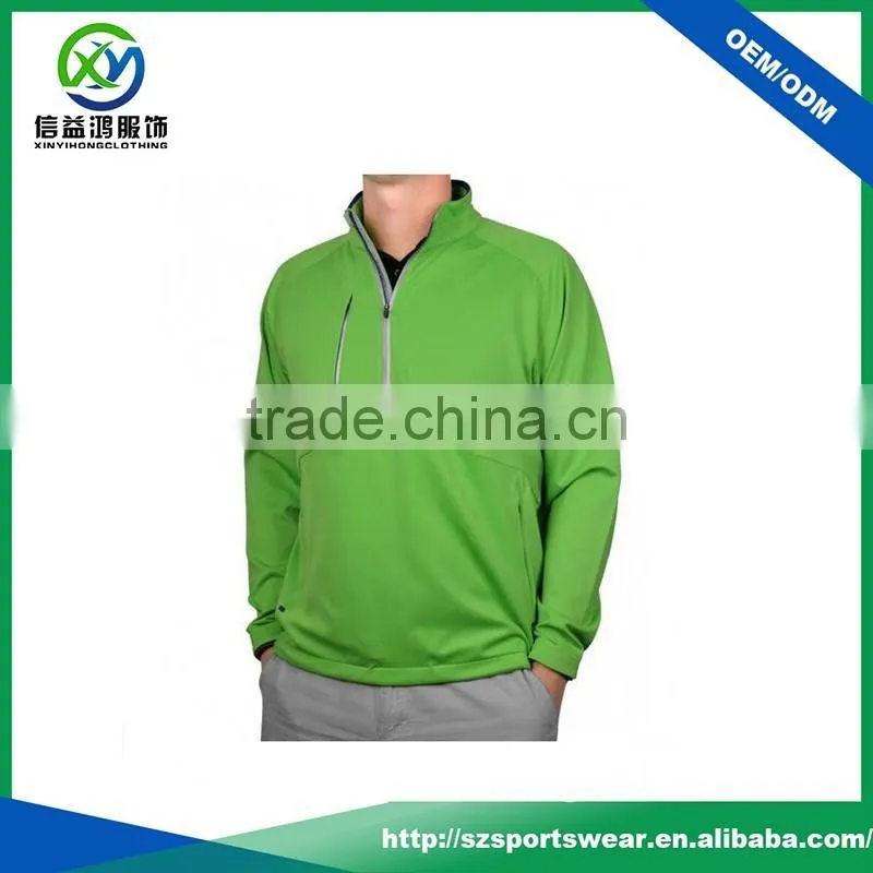 High quality shiny 92%polyester 8%spandex green color mens golf sweatshirts