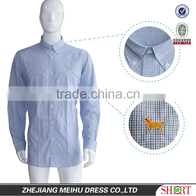 Custom 100% cotton men button down check shirt