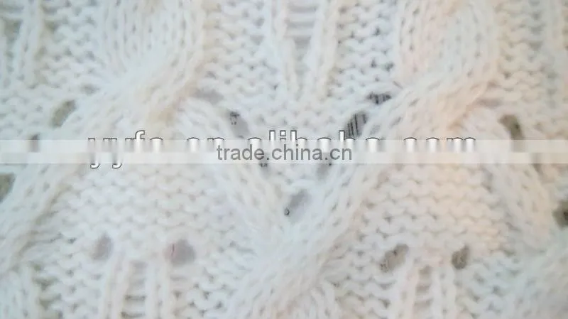 Weave pattern design white 100% acrylic pullover knitted sweater