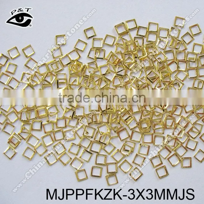 Nail Studs 3x3mm Gold Square Hole Nailhead For Nai Art