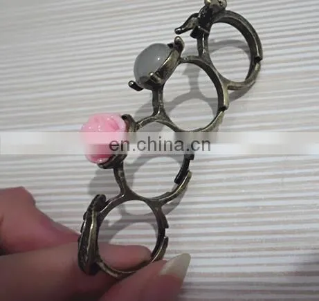 Luxuries wedding Copper Palm Rings Rose Gold Plated CZ Zircon Ring Girls Lovers Prong Setting Rhinestones Four Fingers