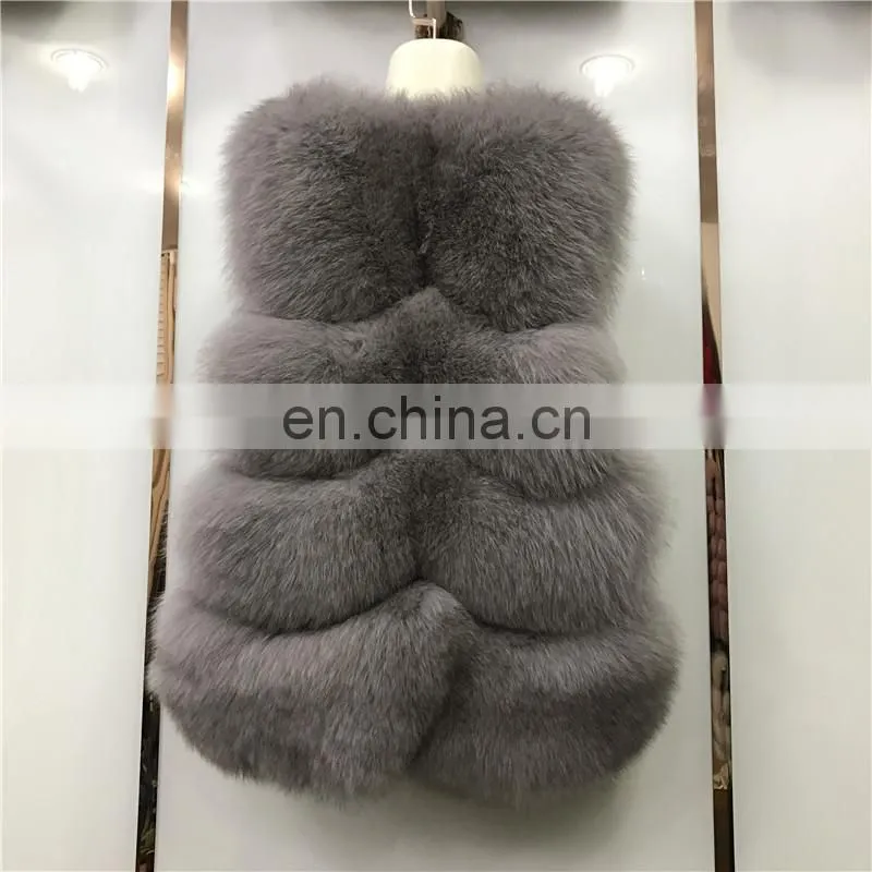 2017 Women Fox Fur Vest Winter Long Vest Real Fur Coat Vest Price Waistcoat