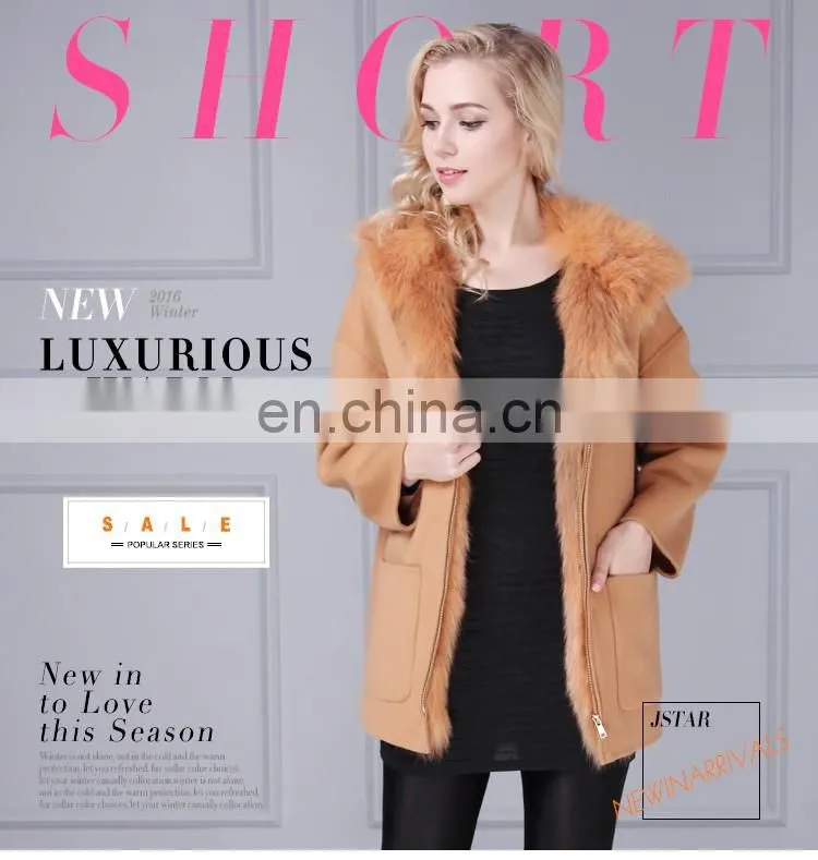 Hotsales woman sheepskin coat elegant factory outlet cashmere overcoat