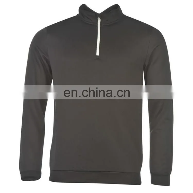 high zip collar elastic cuffs 100 polyester sweatshirt