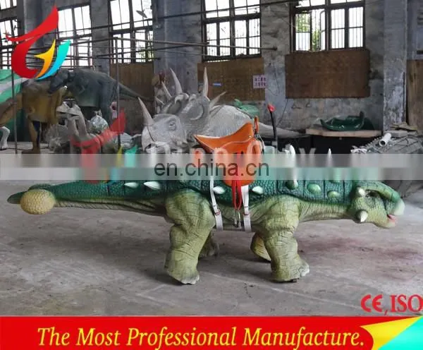 Amusement park life size walking dinosaur ride