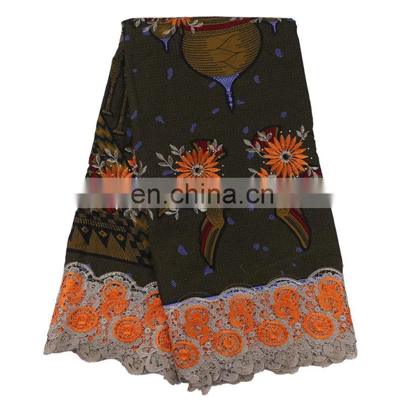 African New Arrival Wax Lace Fabric Material Cotton Ankara Embroidery Wax Print Fabric L170727001