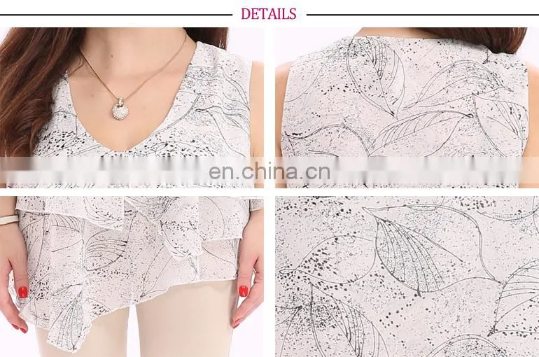 2017 Korean New Style Elegant Printed Sleeveless Blouse Women Summer