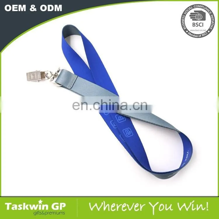 Promotional polyester car logo blue lanyard with sublimation printing
