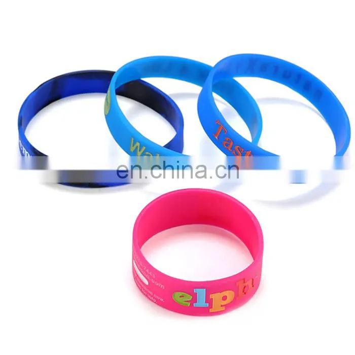 Popular custom made embossed with color silicone wristbands