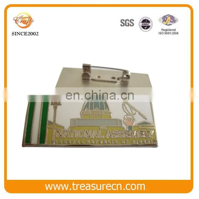 Custom Golden Hard Enamel Twin Flag Metal Badge With Butterfly Clutch