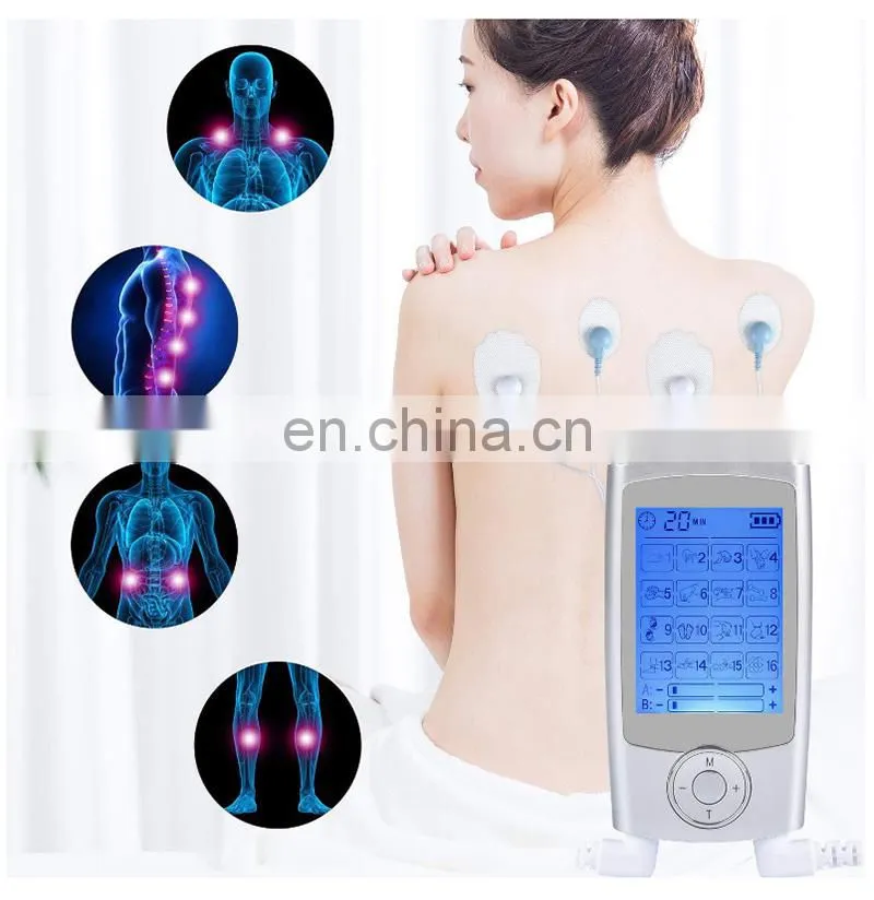 Rechargeable TENS Unit with Family Pack, 3rd Gen 16 Modes TENS Machine Muscle Stimulator with 16pcs TENS Unit Electrode