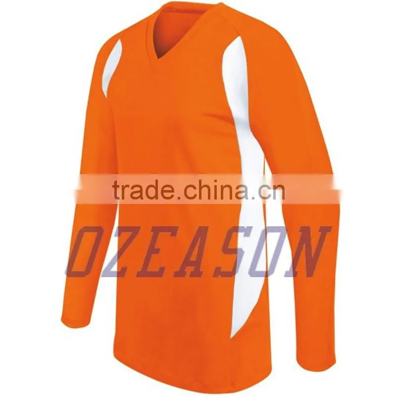 Wholesale fashion plain long sleeve volleyball jerseys for women