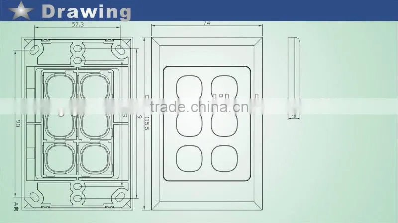 Flame Retardant 6 port Australia fiber faceplate