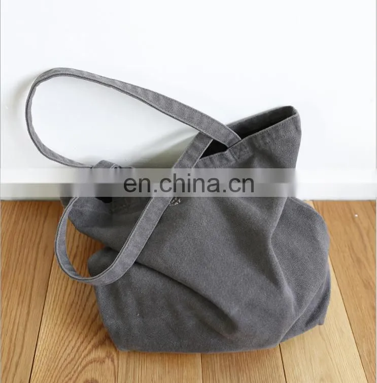 Durable Linen Cotton Canvas Shopping Tote Single Shoulder Bag for Womens