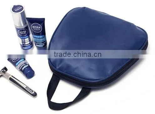 custom blue polyester hanging travel toiletry bag, travel cosmetic bag for men,mens blue travel wash bag