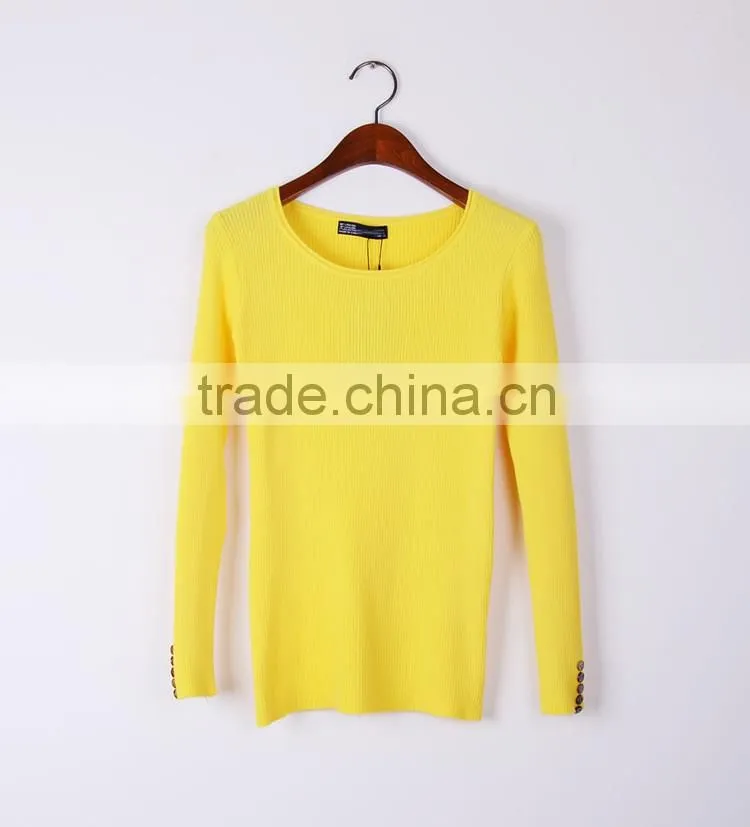 Fashion designhand knit sweater round collar sweater for girls