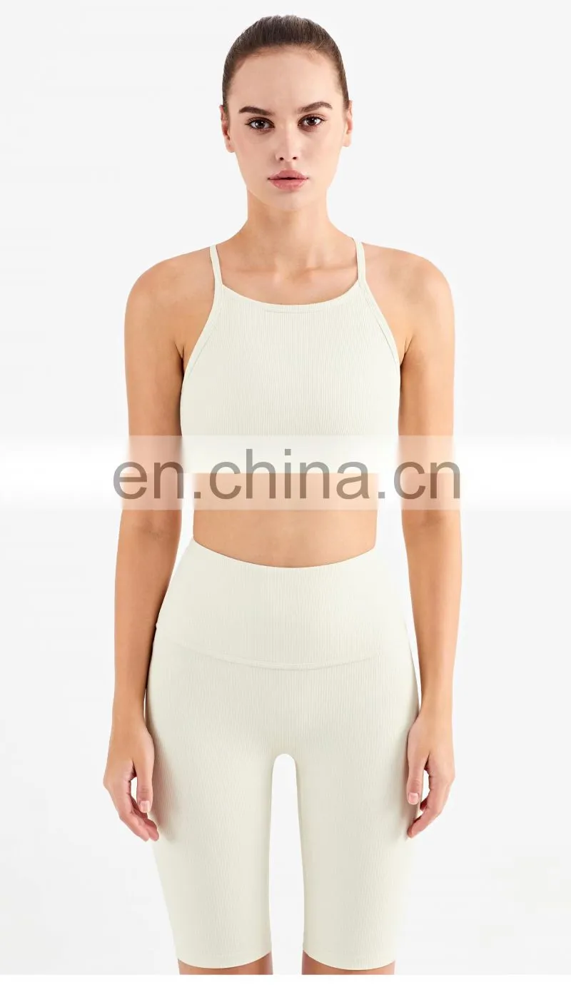 Wholesale New Sports Bra High Neck Support Ribber Clothing Women Active Wear Tops