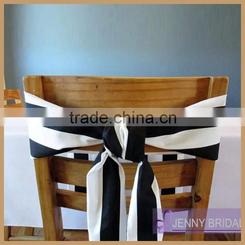 C327A wholesale cheap black and white stripe banquet chair sash