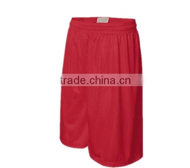 100% polyester custom made red mesh sports shorts