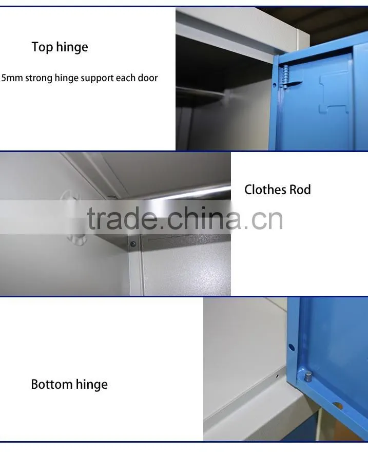 School Locker Rooms and Bathrooms Storage Cabinet Furniture Student Clothes and Book Rack Knock Down Lock Metal School Locker