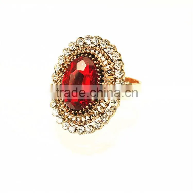 Big gold ring with big oval stone shape finger ring