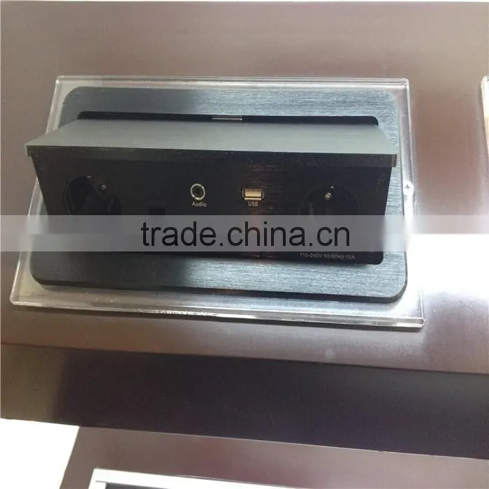 Aluminum Electric Power Pop Up Table Top Power Outlet USB