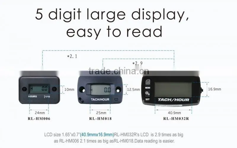 Backlight inducation digital tach hour meter engine hour meter RPM meter maintenance reminder for For Motorcycle Marine Boat ATV