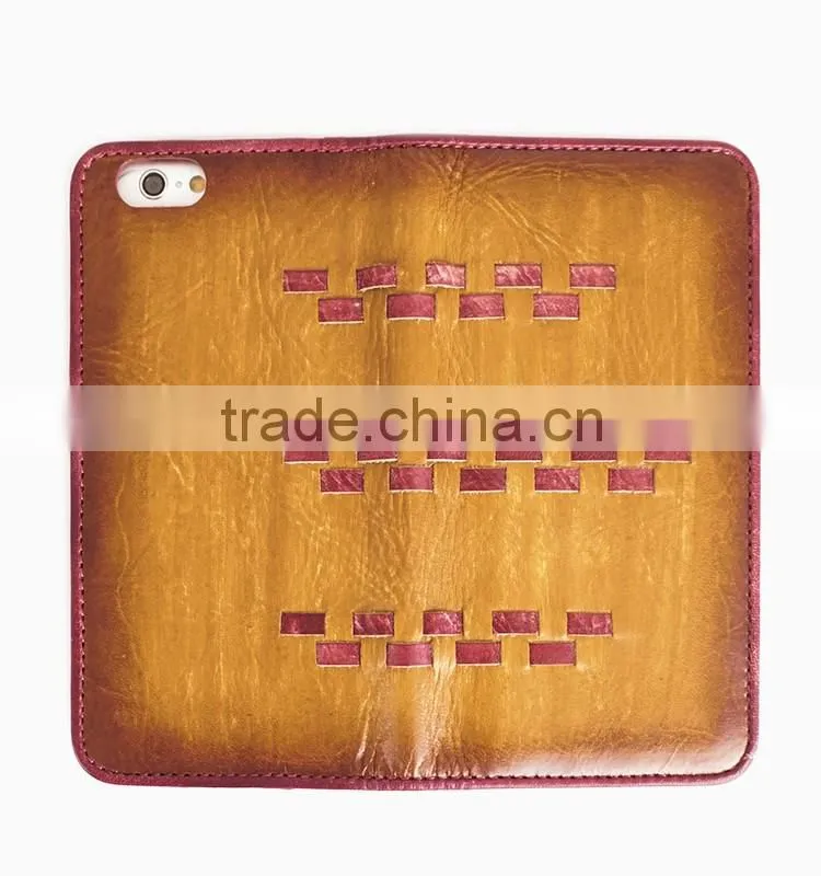 Fading&Weave Genuine Leather Cell Phone/Mobile Phone Case/Booklet for iPhone 6/6s for Lady/Women