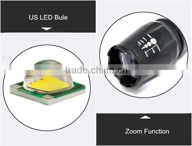 (130252) 2014 Hot Selling Factory Price Rechargeable Aluminum Flashlight 2014 with Zoom