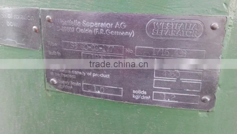 Used Second-hand Westfalia Disc Separator SB60