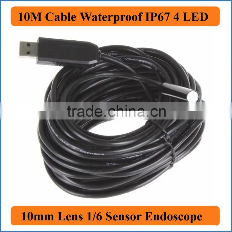10M Cable Length Waterproof Mini USB Endoscope Borescope 10mm Inspection Camera with 4 LEDs Easy Installation Tube Snake Scope