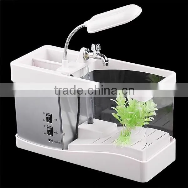 Desktop usb mini fish tank aquarium with running water