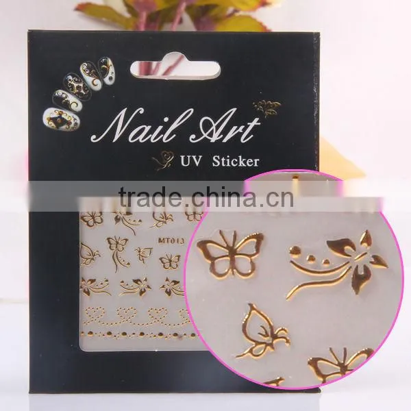 2014 new gold color 3d nail stickers nail art Wraps alibaba wholesale made in china