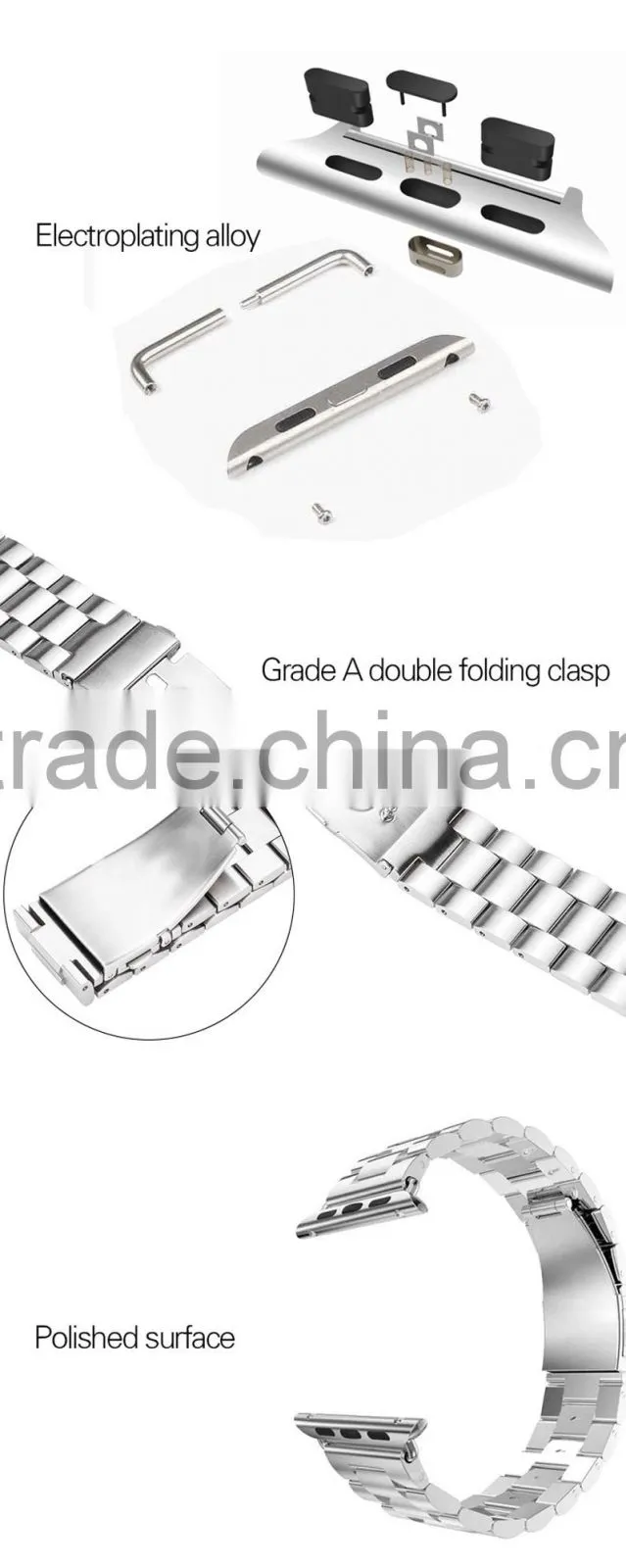 Stainless Steel Watch Band for iWatch Band, space gray watch band