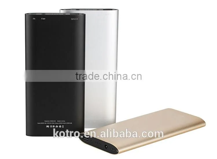 Factory Supply !QC 2.0 Real Capacity 10000 mah Portable Power Bank , Quick Charger Power Bank 10000 mah