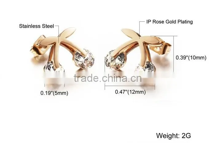 hot sale popular design stainless steel zircon earring for girls