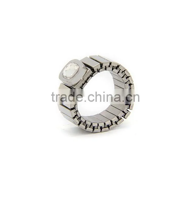 2015 Fashion Jewelry shield design stainless steel wheel zircon ring