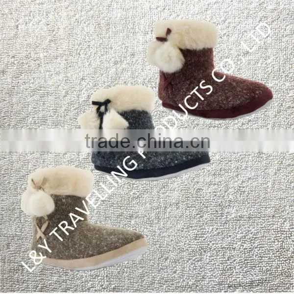 Candy color rose velvet ribbon hemming autumn and winter thermal at home boots