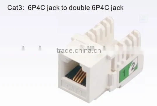 Cat3 6P4C jack to double 6P4C jack Cat3 ketstone jack