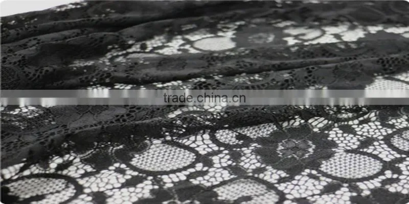 Chinese manufacturer newcoming high elastic black lace fabric