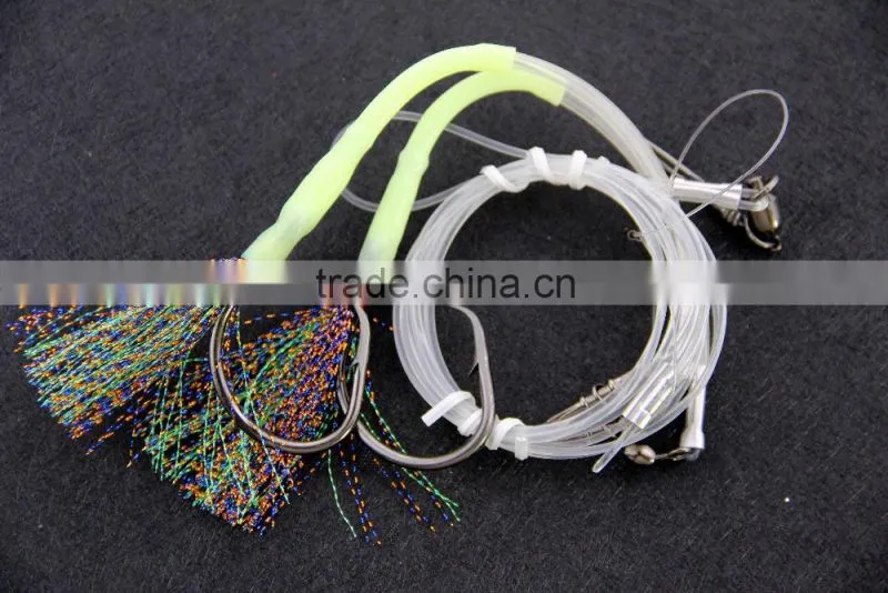 Groper Heavy Duty rigs two Flasher 13/0 recurve circle hooks effective on other deep water fish