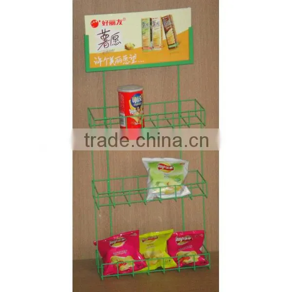 metal wire hanging potato chips display stand with modern design