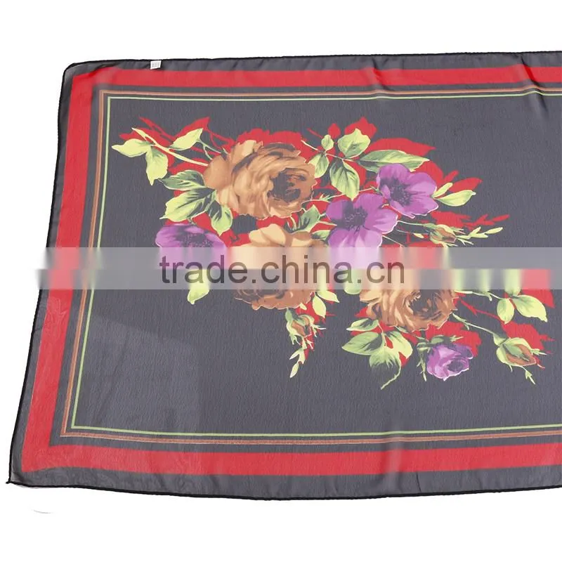 Simple And Big Flower print Hot Sale Whole Sale Chiffon Scarf In stock