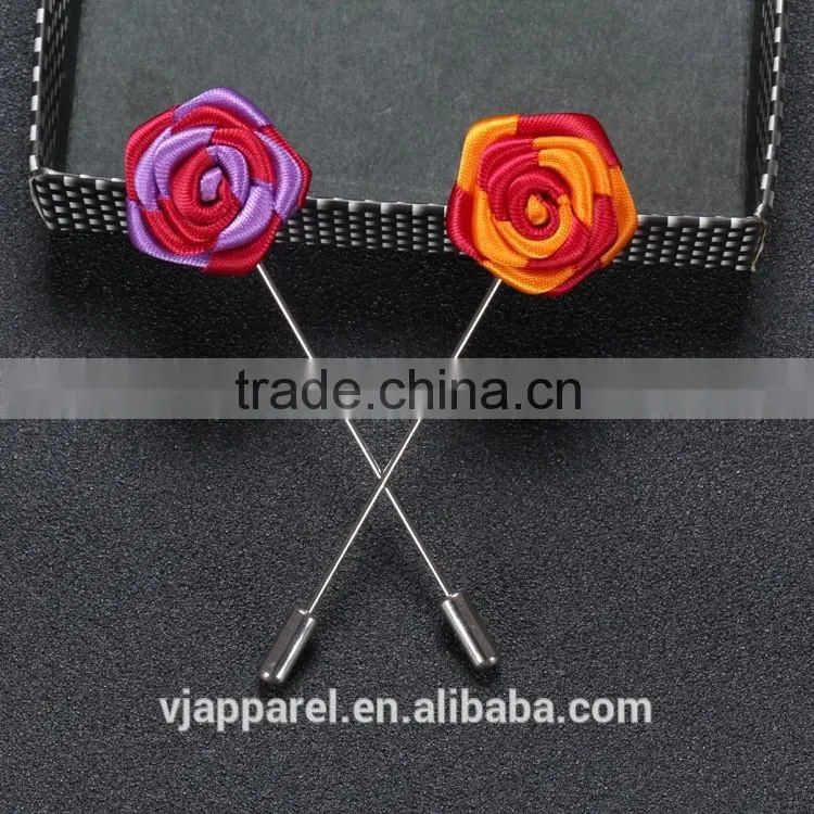 Men Rose Flower Lapel Stick Handmade Boutonniere Pin for Suit