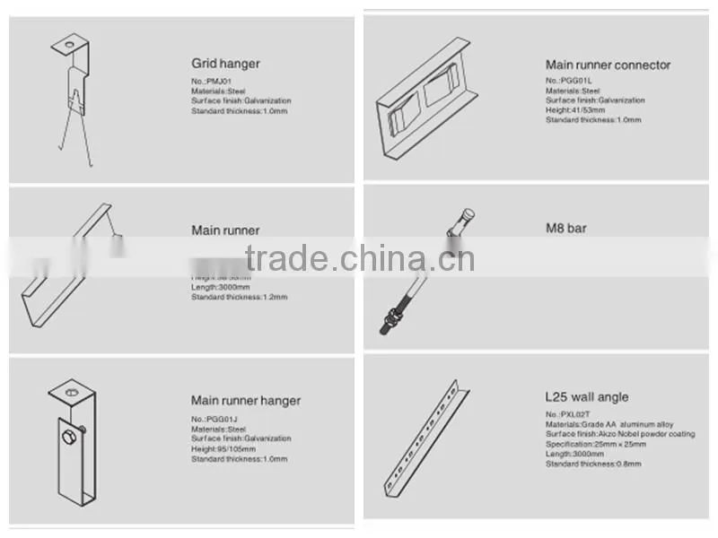 Water Proofing Aluminum Commercial Suspended Metal Grid Open Cell Ceiling
