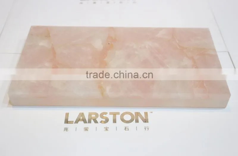 Rose quartz crystal slab polished for counter top decor