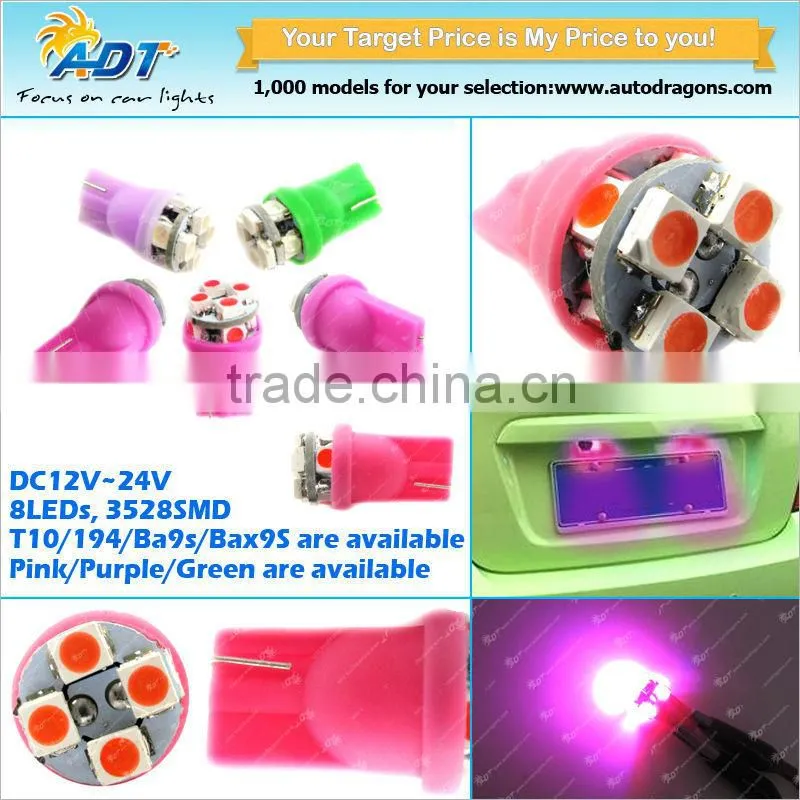 High quality T10 194 168 501 led lights 8smd 3528 LED Car Light Bulb